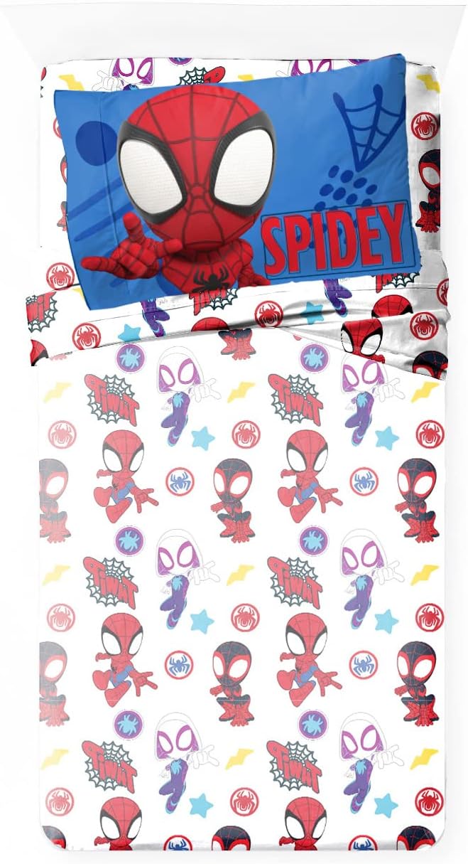 Jay Franco Marvel Spidey and His Amazing Friends Team Spidey Twin Size Sheet Set - 3 Piece Set Super