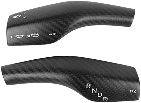 Focket 2PCS Lenkradhebelabdeckung Schalthebelabdeckung für Tesla Model 3 Y 2016-2023, Carbon Fiber W