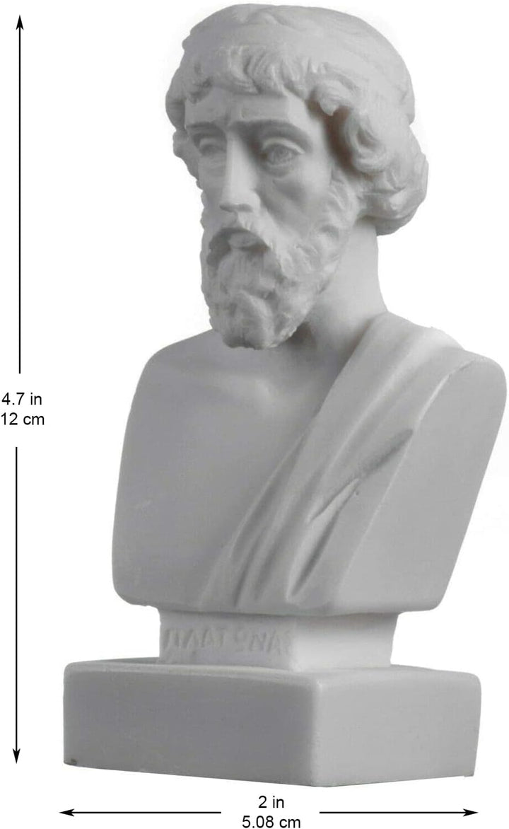 Plato Büste griechischer Philosophievater Statue Alabaster, handgefertigte Kopfskulptur