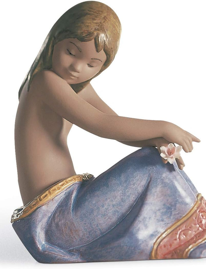 LLADRÓ Mädchen-Figur Sitzendes Südseemädchen. Mädchen. Porzellan.