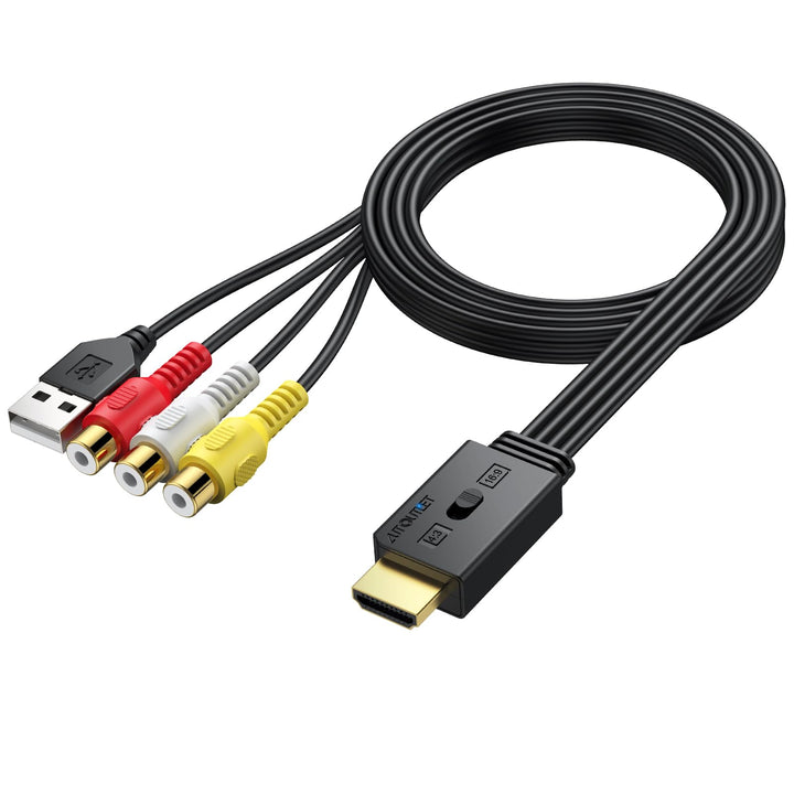 AUTOUTLET RCA auf HDMI Konverter, 1080P AV auf HDMI Adapter unterstützt 16:9/4:3 Konvertierung, PAL/