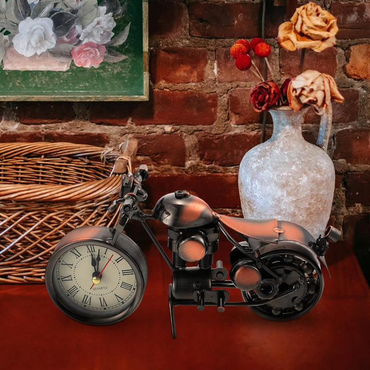 VALICLUD Vintage Motorrad Tischuhr Aus Robustem Eisen Dekorative Uhr Und Stilvolles Modell Für Büro