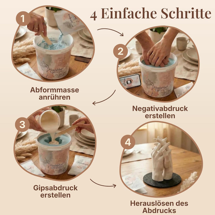 3D Handabdruck Set für Paare Hochwertiges Gipsabdruckset Hände Jahrestag Geschenk für Ihn und Sie, P