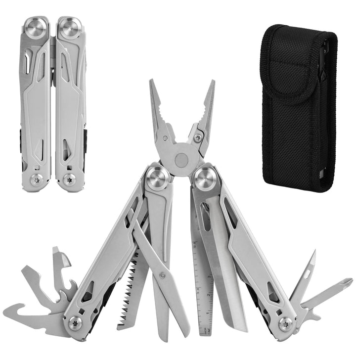 17-in-1 Multi Tool, Faltbares Multifunktion Zange Werkzeug Edelstahl, mit Zange Schraubendreher Mess