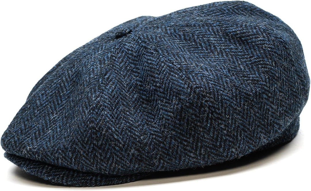 Sterkowski Peaky Style | Harris Tweed Schiebermütze für Herren | Warm Komfortabel Schirmmütze 54 Bla