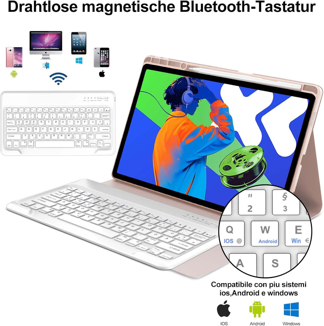 IVEOPPE Hülle mit Tastatur für Lenovo idea Tab Pro 12.7" 2025, Bluetooth Abnehmbare Magnetisch QWERT