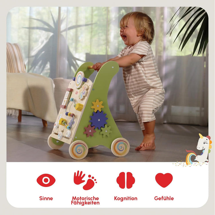 Tiny Love Baby Holz Lauflernwagen, 2-in-1 Activity Baby Lauflernhilfe, 12 Interaktive Aktivitäten, M