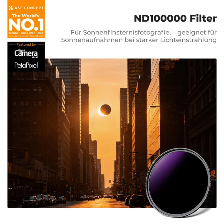 K&amp;F Concept Nano-X Serie 49mm ND100000 Filter Fester ND Filter Graufilter (16,6 Blendenstufen), 49mm