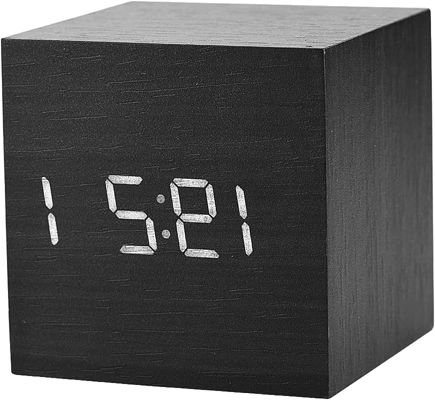 Digitale LED-Uhr, Digitaler Holzwecker, Digitaler Wecker Tischuhr mit Sprachsteuerungsfunktion für S