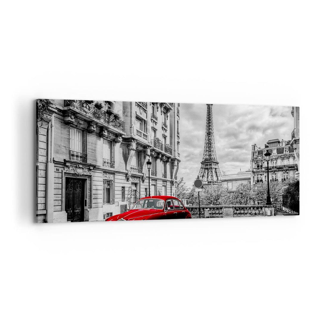 Panorama Bilder auf Leinwand 100x40cm Leinwandbild Auto Eiffle Strasse Gebäude Gross Wanddeko Bild S