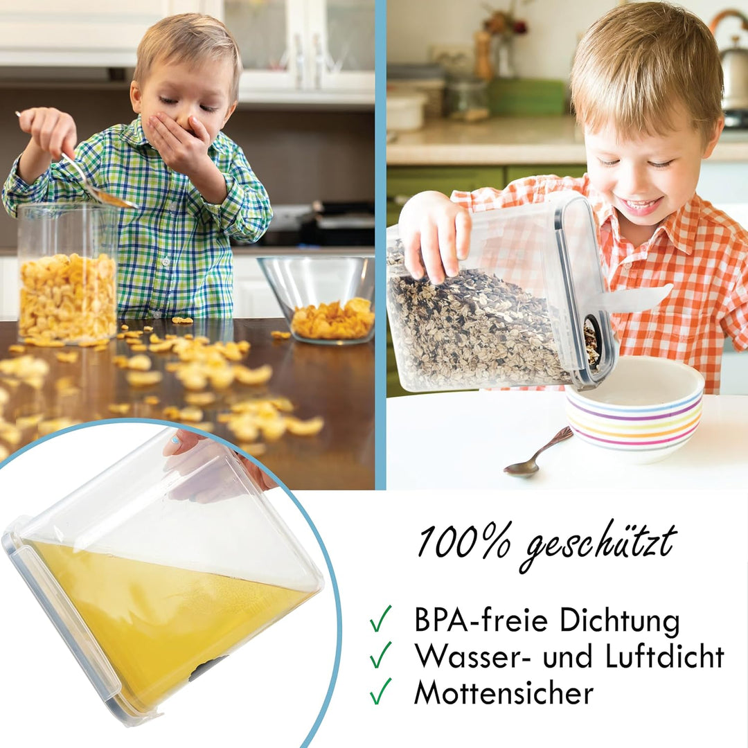Soz ® 4x2,5L Vorratsdosen mit Deckel - Müsli Schüttdose & Frischhaltedosen - BPA freie Kunststoff Vo