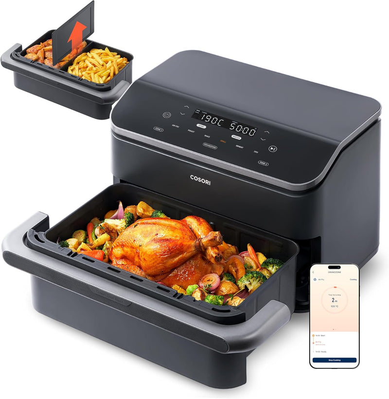 COSORI Heissluftfritteuse 2 Kammern Airfryer, 8-in-1 Dual Blaze TwinFry XXL 10L, Heissluftfritteuse