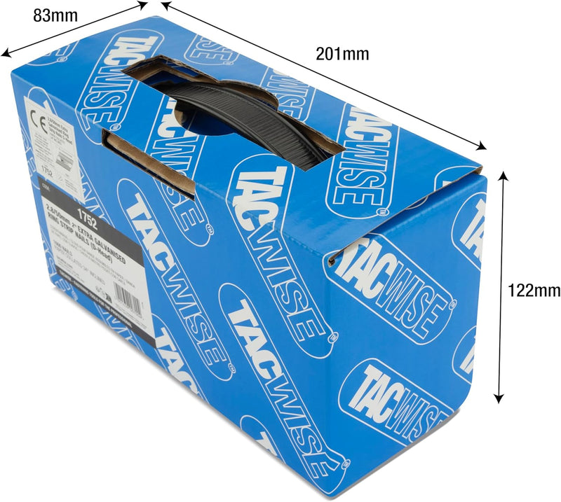 TACWISE 1752 Extra Verzinkte Rahmennägel 2,8/50 mm, D‘-Kopf, Ringschaft, mit 34° Neigung, Papiergebu
