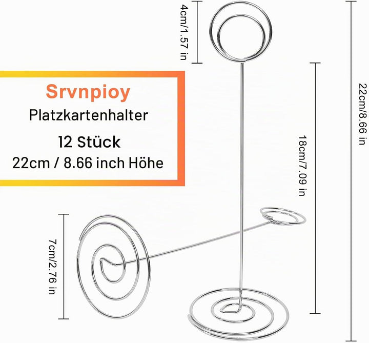 Srvnpioy 12 Stück Tischkartenhalter Metall, 22 cm Höhe Fotohalter Kartenhalter, Tischnummernhalter f