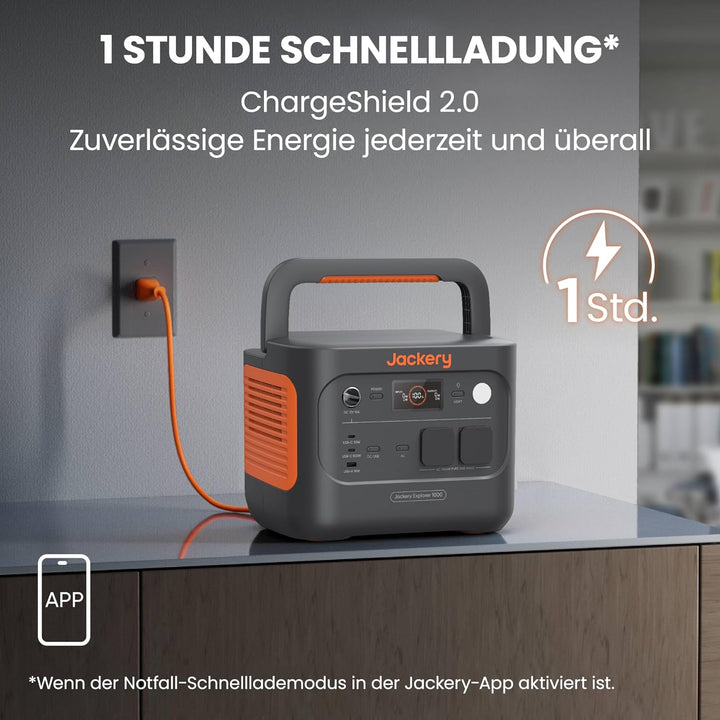 Jackery Solargenerator 1000 v2 mit 100W Solarpanel, 1070Wh LiFePO4 Tragbare Powerstation, 1500W AC/1