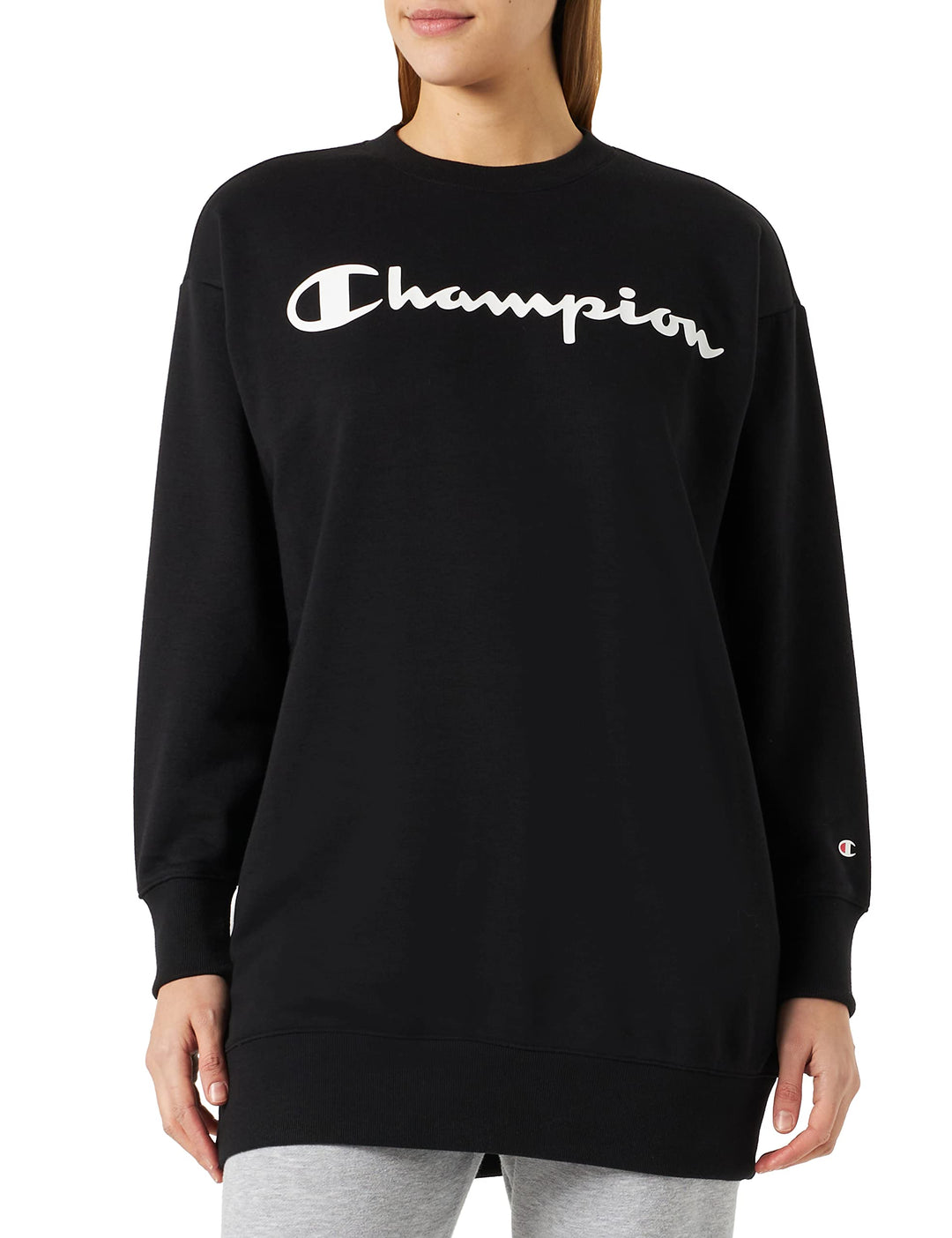Champion Damen Legacy American Classics Powerblend Terry Maxi-Dress Crewneck Sweatshirt S Schwarz, S