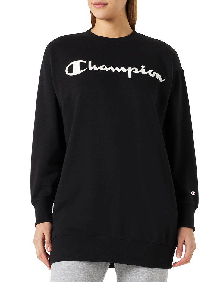 Champion Damen Legacy American Classics Powerblend Terry Maxi-Dress Crewneck Sweatshirt S Schwarz, S