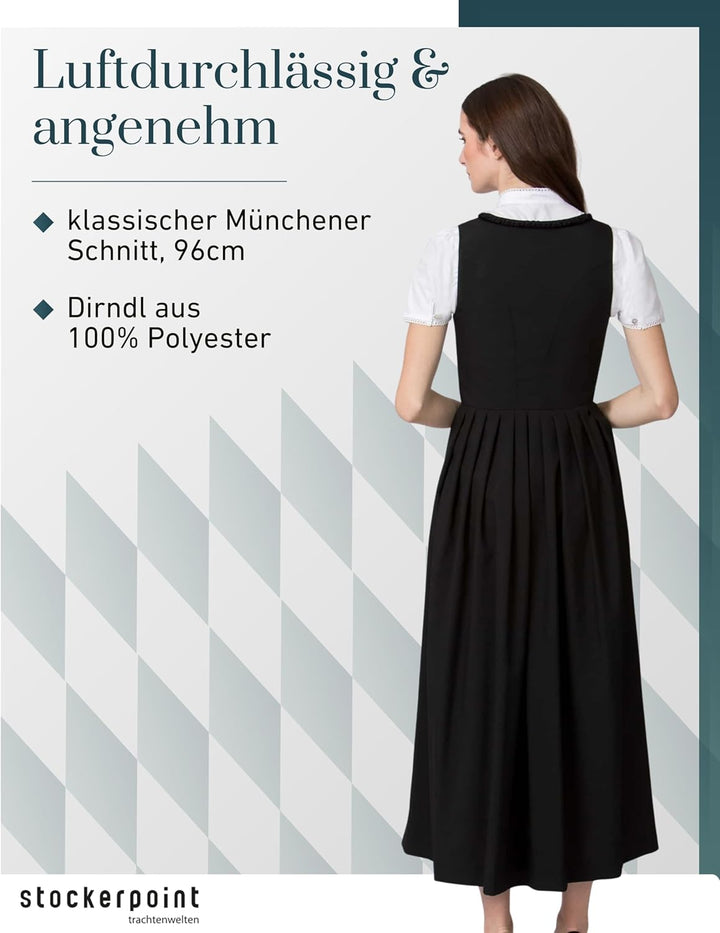 Stockerpoint Damen Zenta3 Maxi Dirndl ohne Schürze (1er Pack) 40 Schwarz, 40 Schwarz