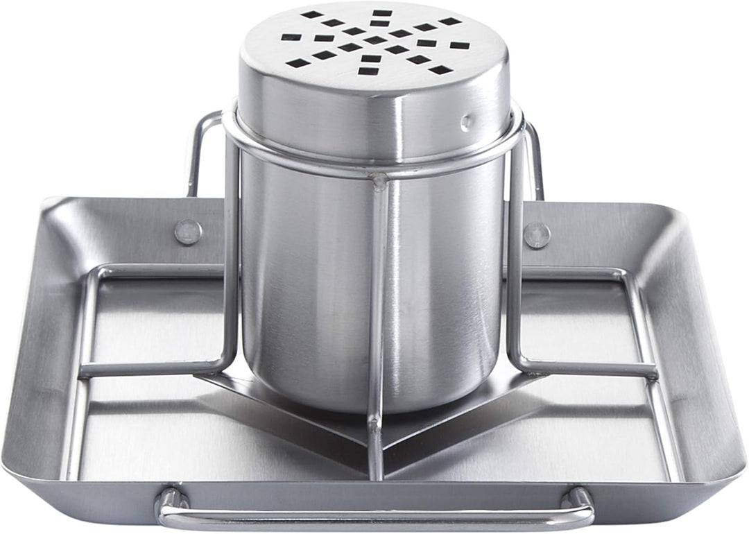 Allgrill Hähnchenhalter aus Edelstahl mit Platte, Abmessung ca. 28 x 19 x 11 cm (BBQ-Hähnchen/Beer C