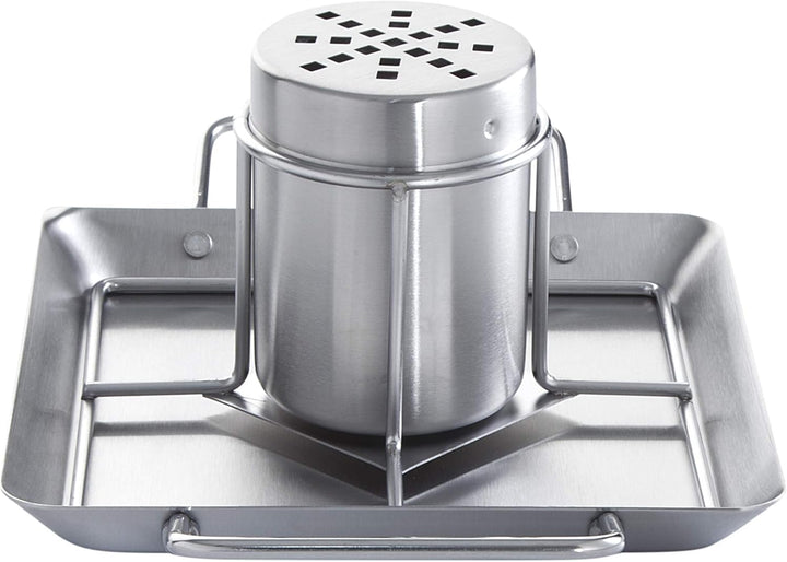 Allgrill Hähnchenhalter aus Edelstahl mit Platte, Abmessung ca. 28 x 19 x 11 cm (BBQ-Hähnchen/Beer C