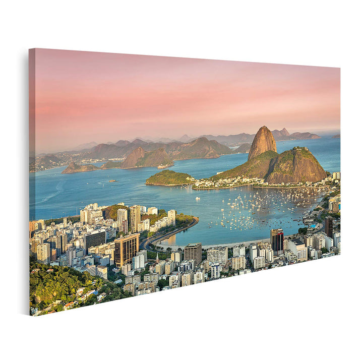 islandburner Bild auf Leinwand Sonnenuntergang Über Rio De Janeiro Botafogo Bay Brasilien Bilder Wan
