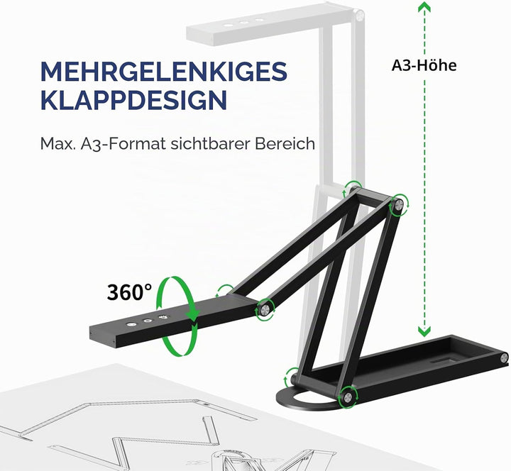 NETUM Dokumentenkamera & Webcam 4K mit Mikrofon USB Visualizer 3-Stufen Touch LED Autofokus Bild Inv