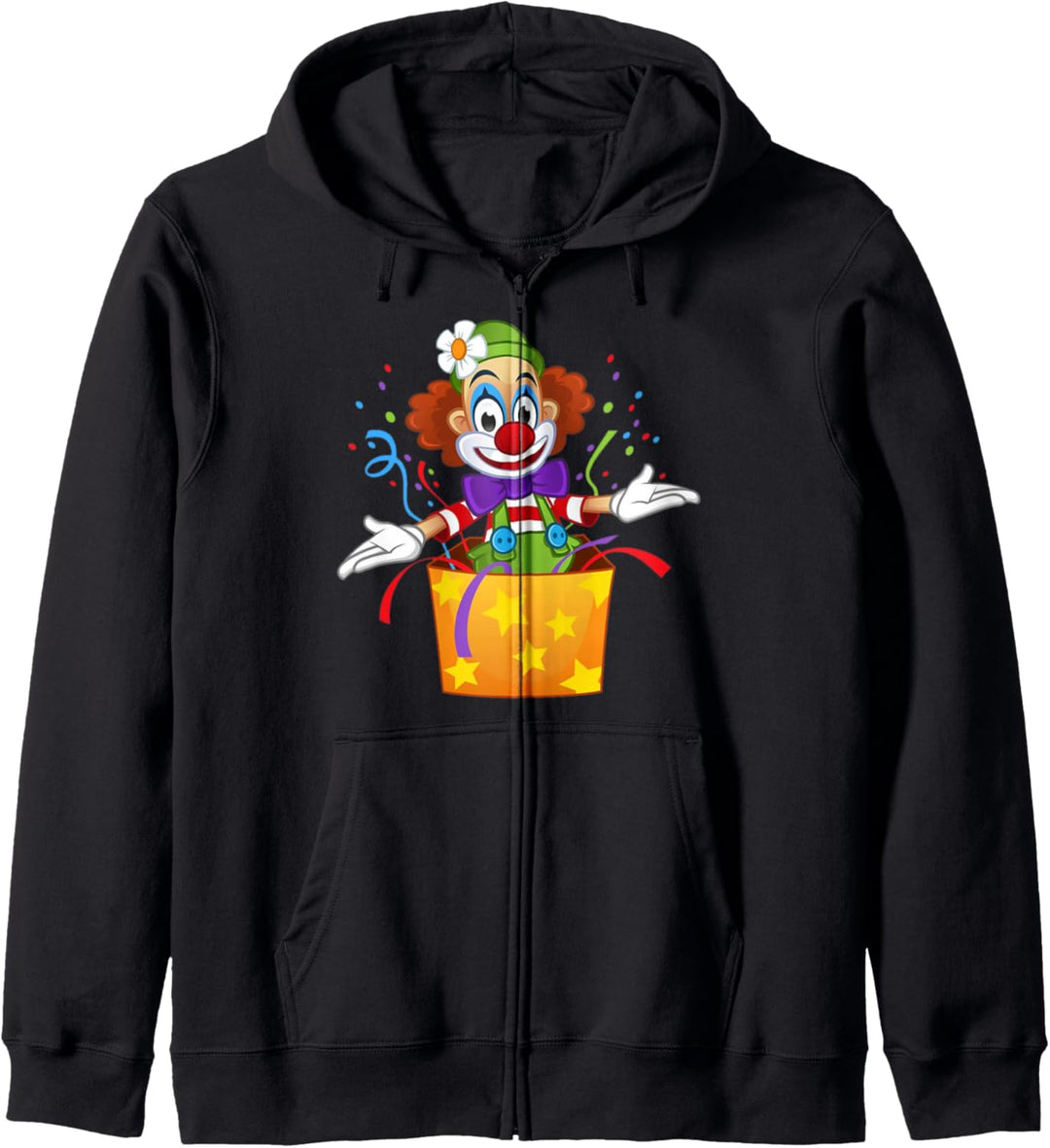 Lustiges Karneval Clown in Kiste Kostüm Faschings Kapuzenjacke