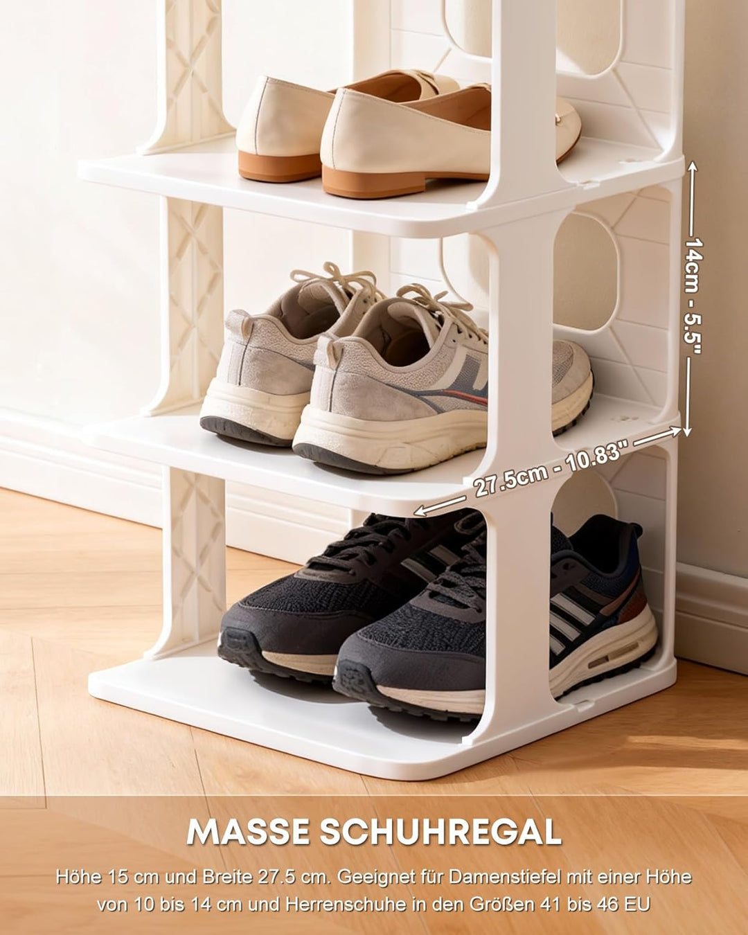 Ribelli Schuhregal 6 Ebenen, Schuhschrank Schmal, Stapelbar Klein Regal Hoch, Kunststoff Schuhablage