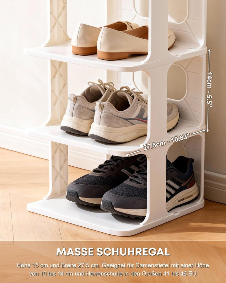 Ribelli Schuhregal 6 Ebenen, Schuhschrank Schmal, Stapelbar Klein Regal Hoch, Kunststoff Schuhablage