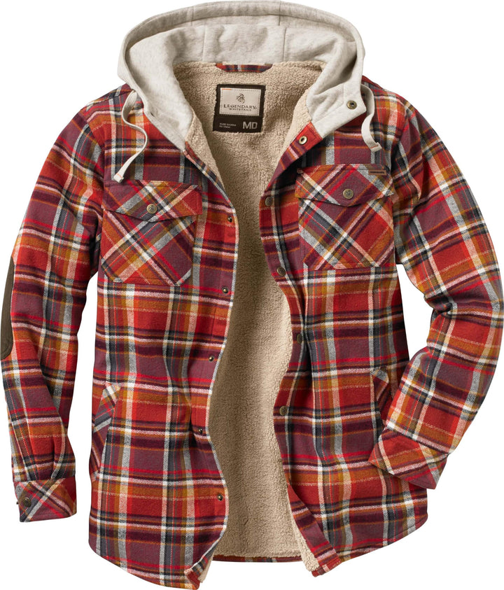 Legendary Whitetails Herren Camp Night Berber Lined Hooded Flannel Langärmlig, Cardinal Arrowood Pla