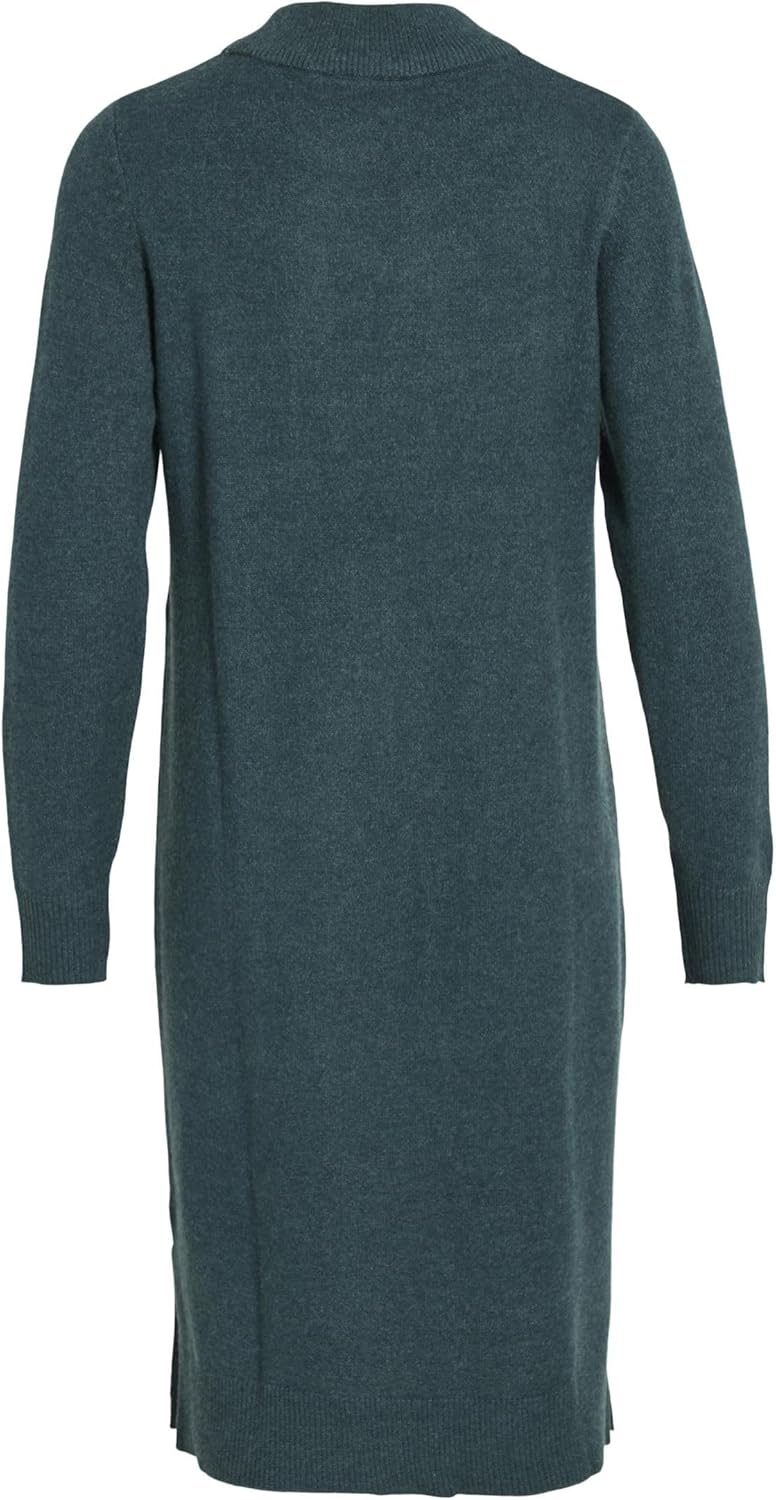Vila Damen VIRIL Crew Neck L/S MIDI Dress - NO 14061427 XL Grün, XL Grün