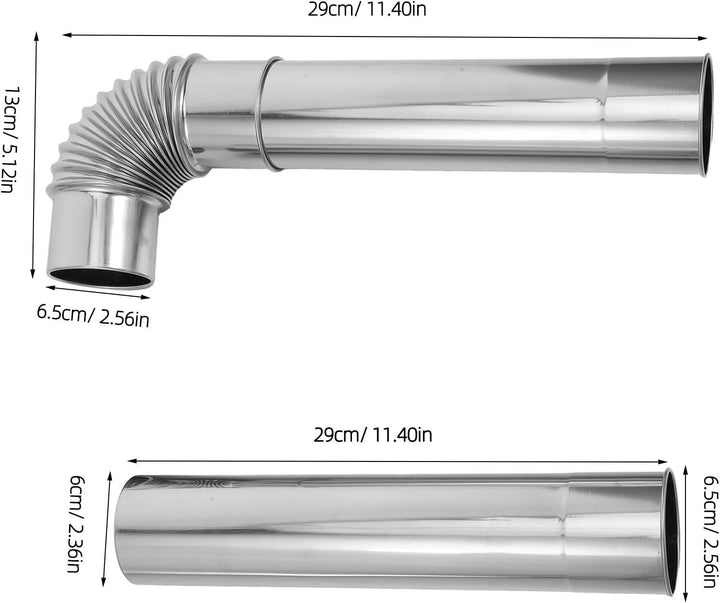 BESTonZON Rauchrohr Edelstahl 1 Satz Ofenrohr aus Edelstahl mit 2,36 Durchmesser und 90° Bogen für Z