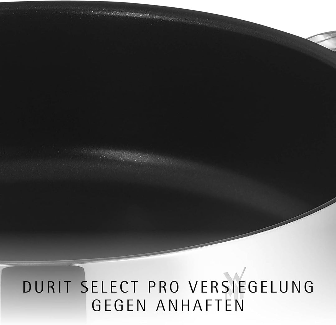 WMF Devil Schmorpfanne 24cm Induktion, Bräter, Schmortopf mit Deckel 5l, Cromargan Edelstahl beschic