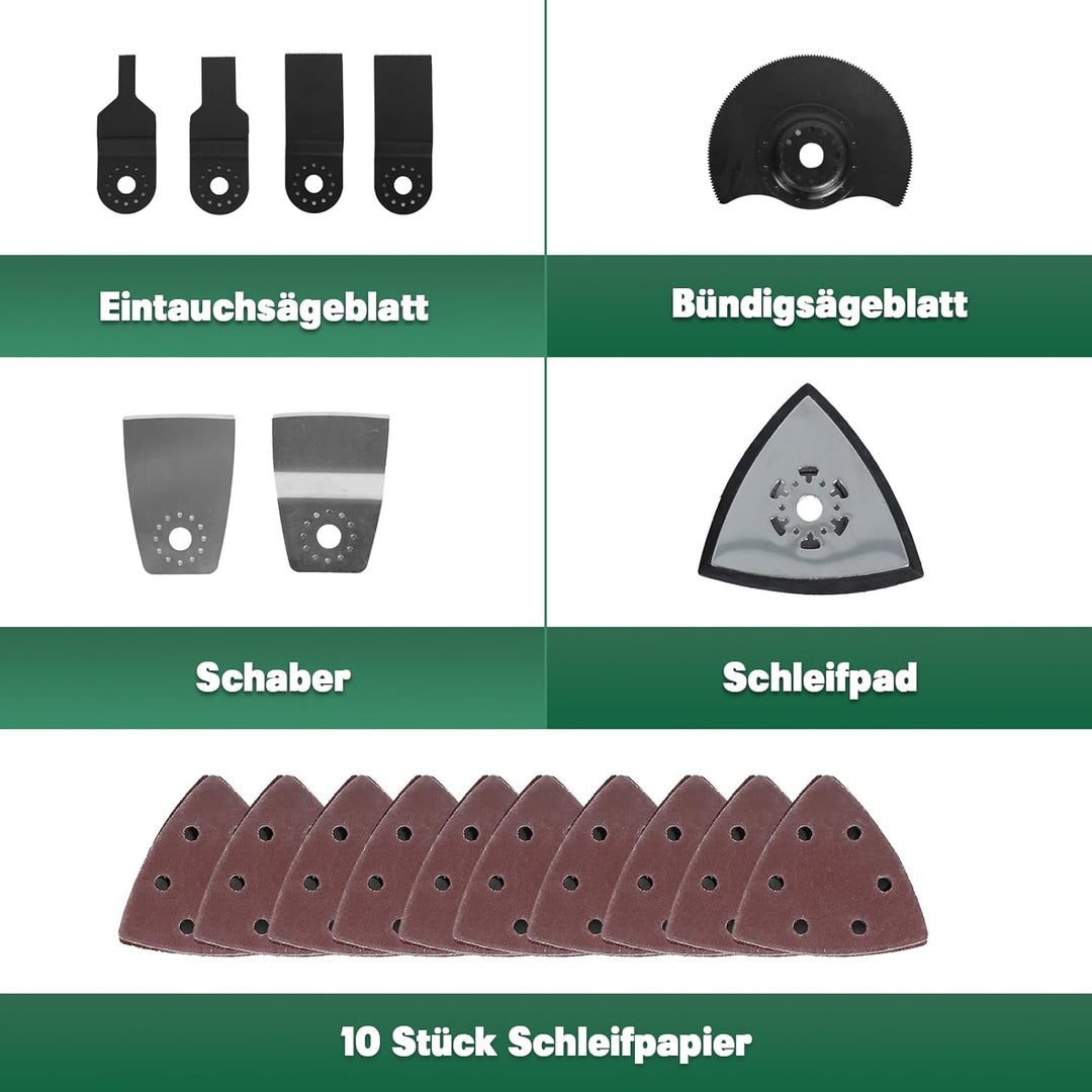 Mellif Akku Multitool, Multifunktionswerkzeug Kompatibel Mit Makita 18V, Bürstenloser Motor, 6-Stufi