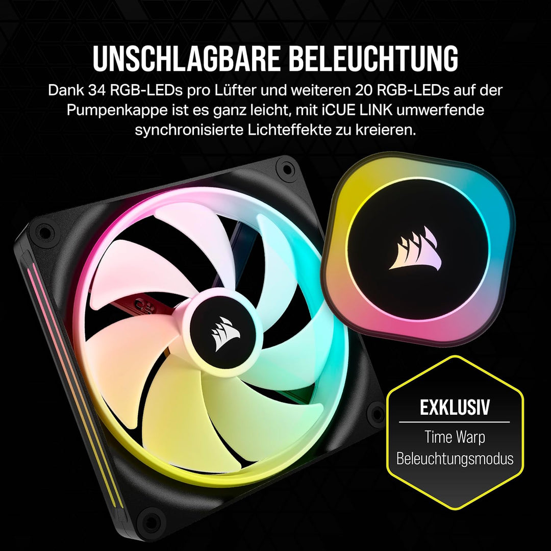 CORSAIR iCUE LINK H115i RGB Flüssig-CPU-Kühler - 280mm AIO - QX140 RGB-Lüfter - Passend Für Intel® L