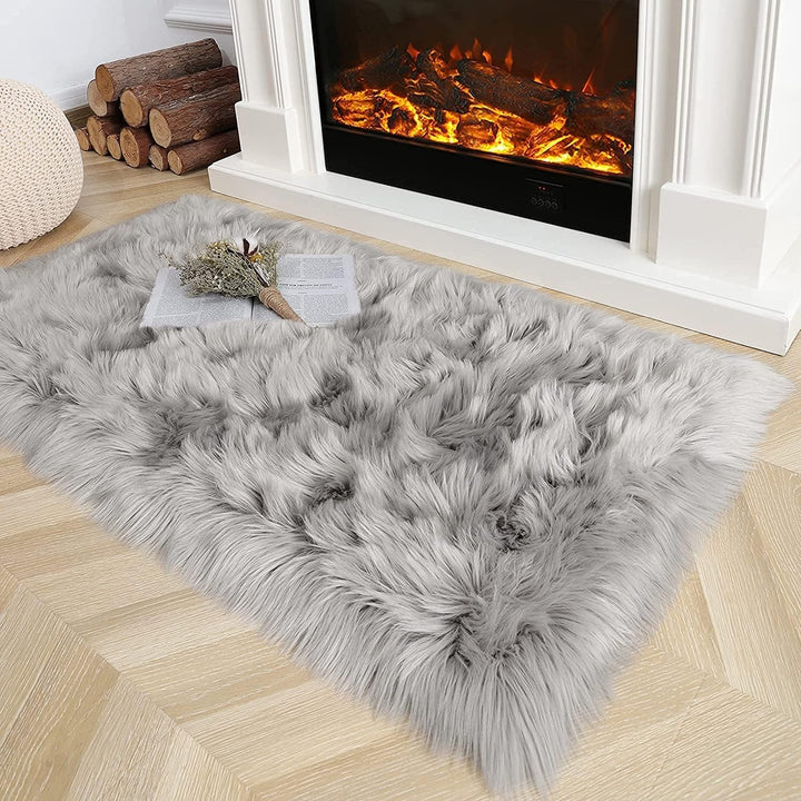 HEQUN Faux Lammfell Schaffell Teppich Kunstfell Dekofell Lammfellimitat Teppich Longhair Fell Nachah