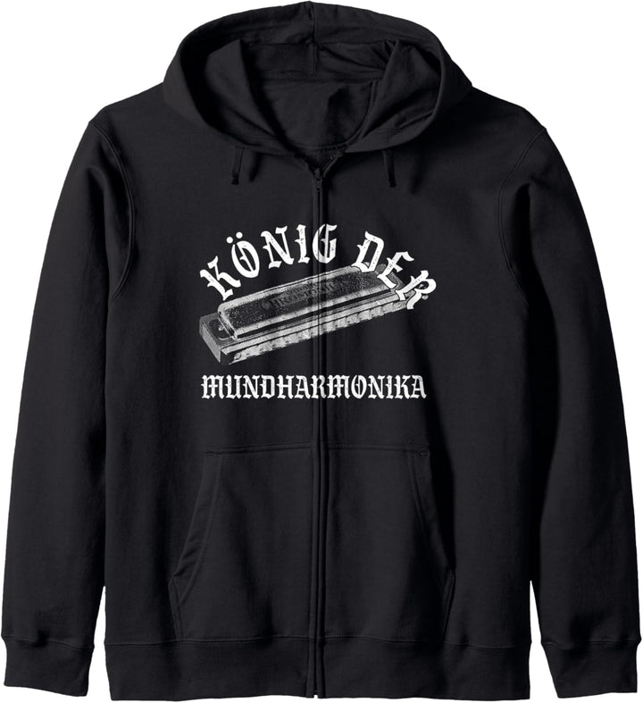 König Der Mundharmonika Blues Musiker Mundharmonikaspieler Kapuzenjacke