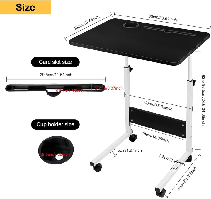 PIPIPOXER 60x40cm Laptoptisch höhenverstellbarer Schreibtisch Computertisch mobiler Laptop-Schreibti