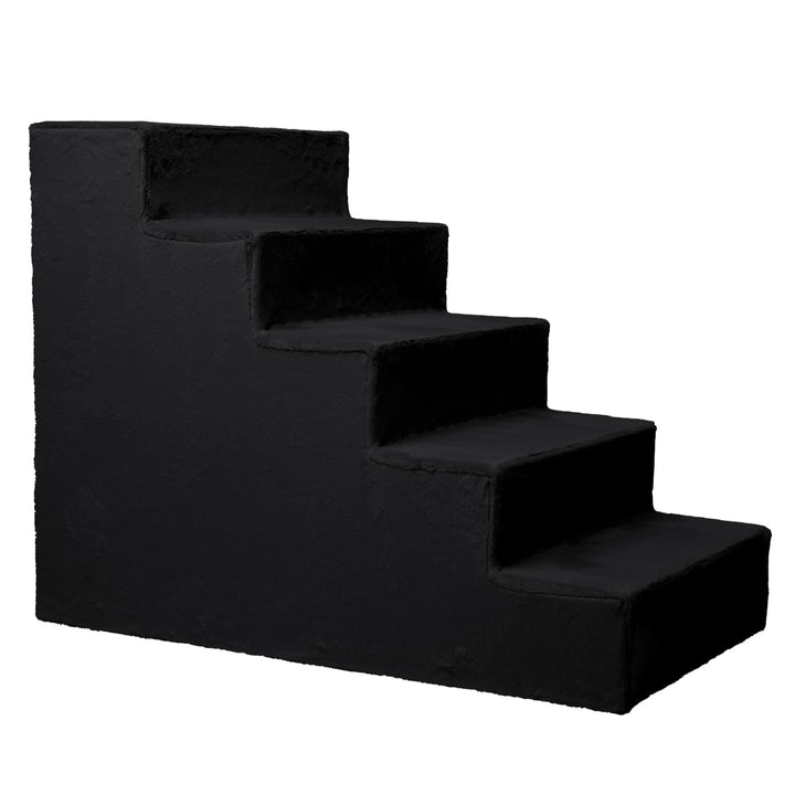 Mg Design Hundetreppe 5 Stufen in Schwarz – Stabiler Holzrahmen, gelenkschonend, leicht &amp; mobil, für