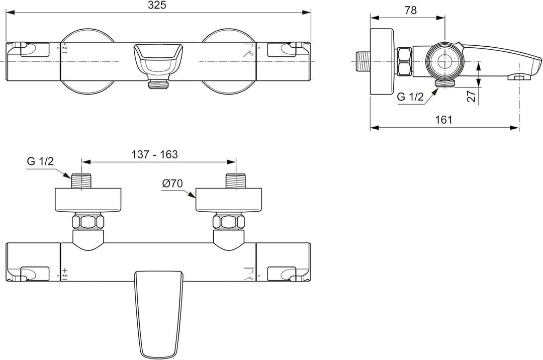 Ideal Standard A7223AA Ceratherm T50 Badethermostat Aufputz