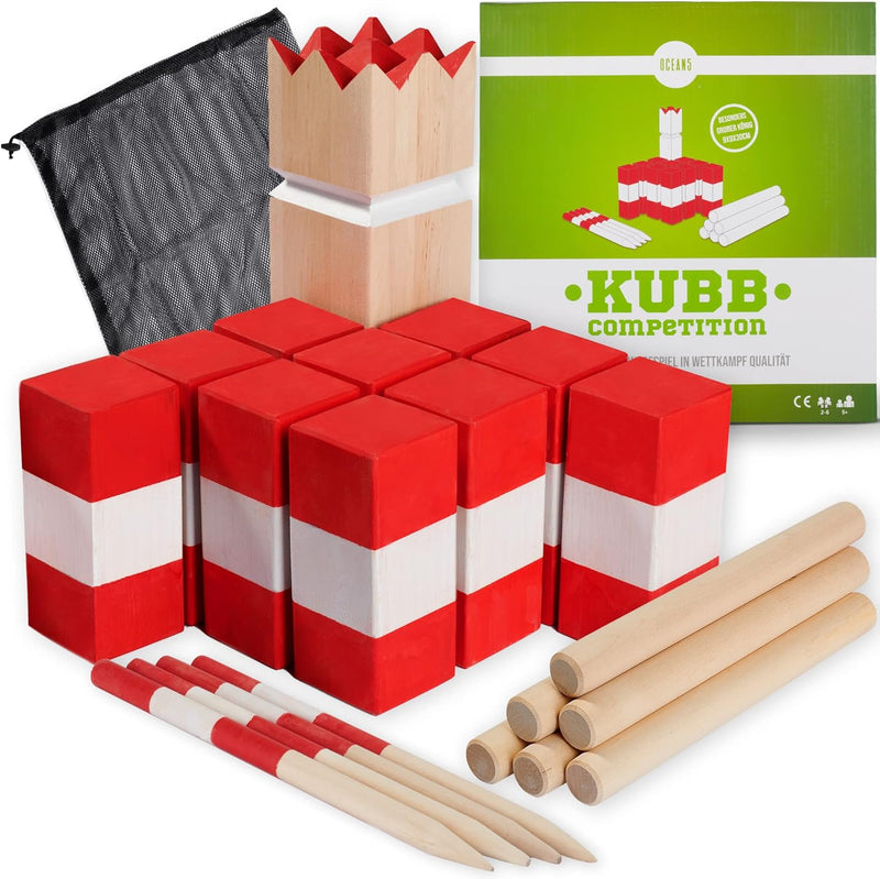 Ocean 5 Original Kubb Competition XXL | Wikinger Spiel, Holz - Birke | Premium Holzspiel aus Massivh