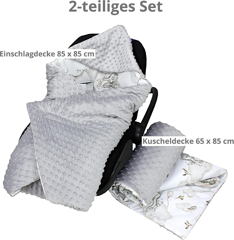 TupTam 2er Set Baby Decken Einschlagdecke 85x85 cm für Autositz Babyschale Babydecke Wiegendecke Min