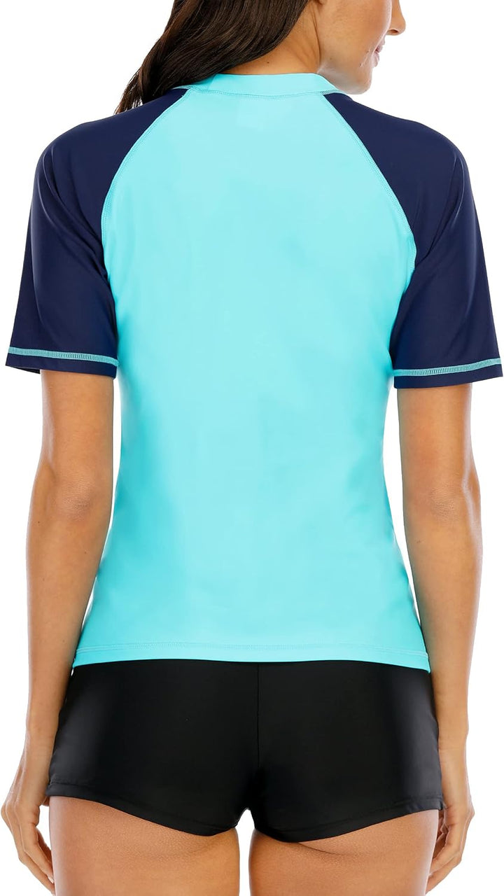Halcurt UV Shirt Damen Kurzarm Rash Guard UPF 50+ Schwimmshirt Schnell Trocknender Badeshirt S-XXL X