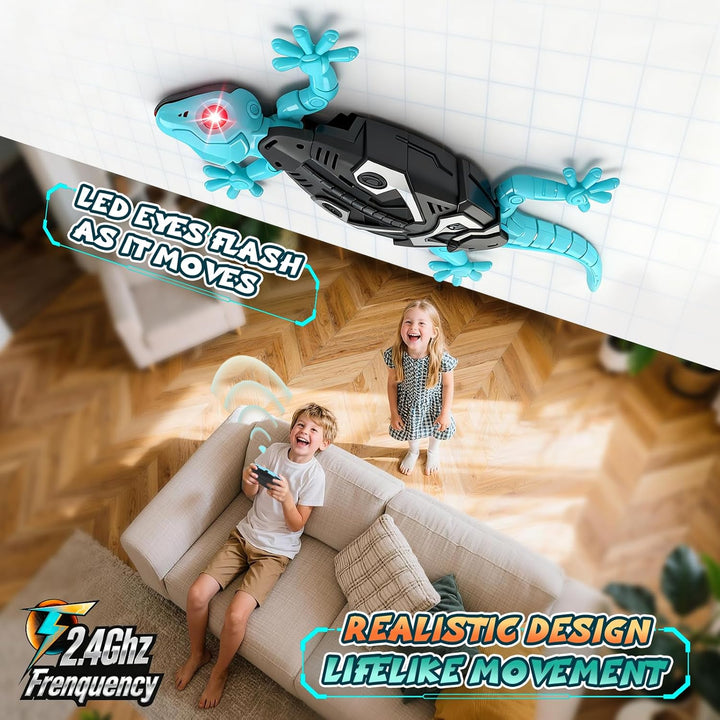 Wandkletternder Gecko Ferngesteuerter Spielzeug für Kinder – Wiederaufladbarer RC Klettergecko mit L