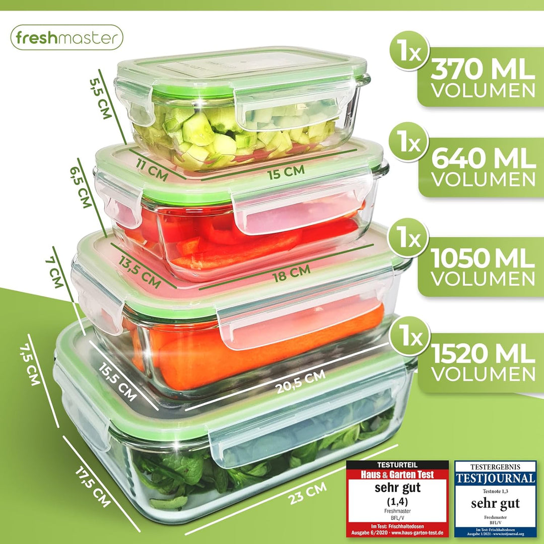 Fresh Master Frischhaltedose Glas Set - Testurteil: SEHR GUT - 100% auslaufsichere + luftdichte Vorr