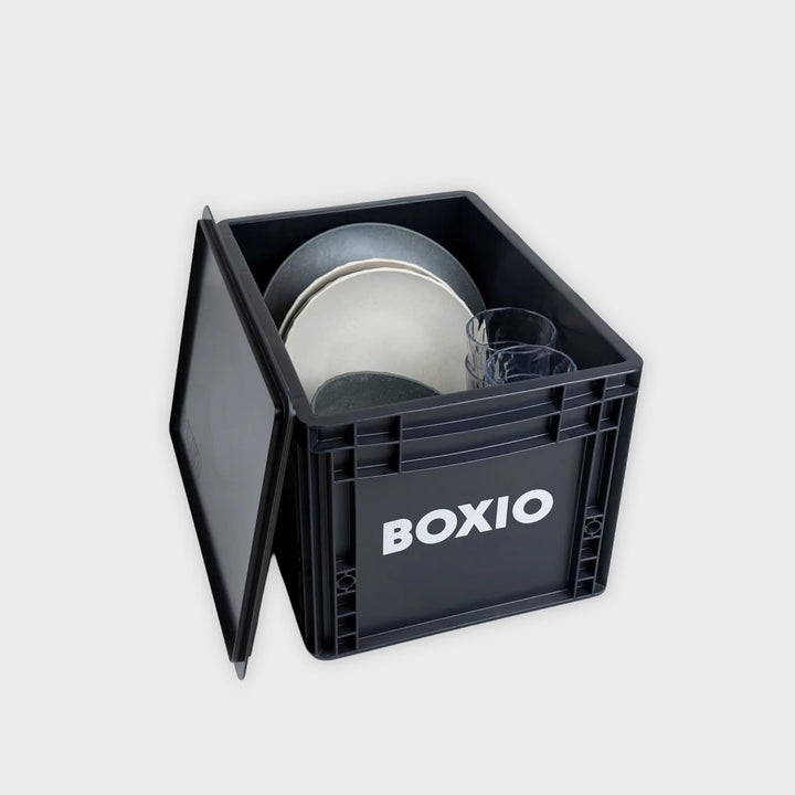BOXIO – SOLO: Aufbewahrungsbox mit Deckel – Eurobox 40x30 x 28 cm – perfekte Plastikbox Transportkis