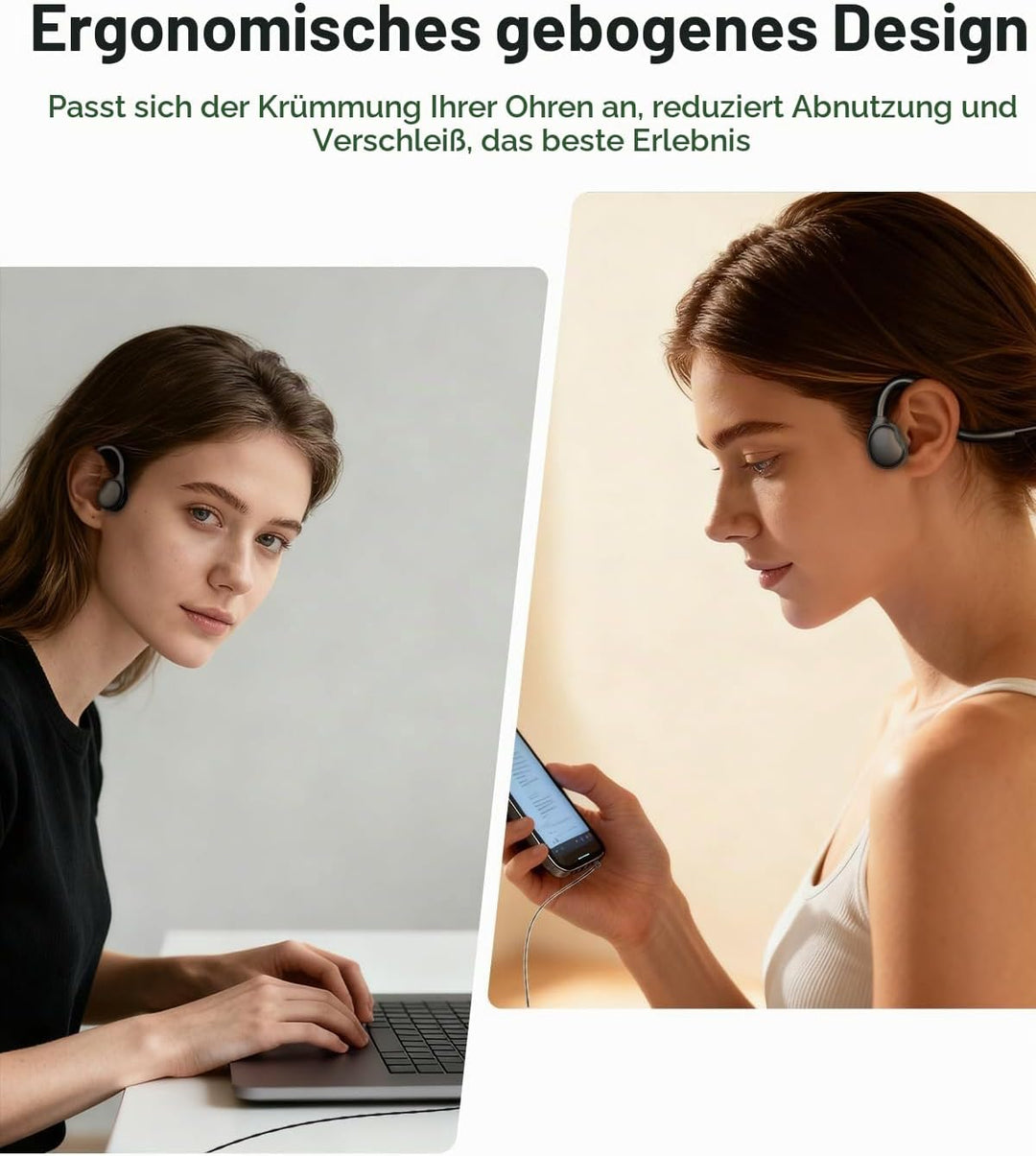 ANSTEN Bluetooth Headset mit Kabel (3,5mm/USB) Für PC/Telefon, Ultra Komfort, Open Ear USB Headset m