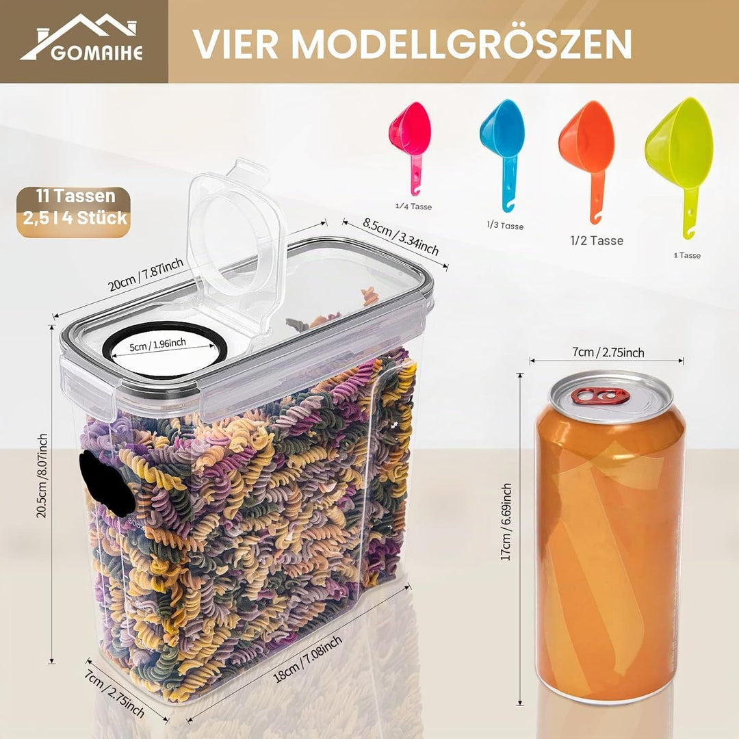 GoMaihe Vorratsdosen Set, 2.5L*6 Stück Aufbewahrungsbox Küche Organizer, Luftdicht Frischhaltedose P