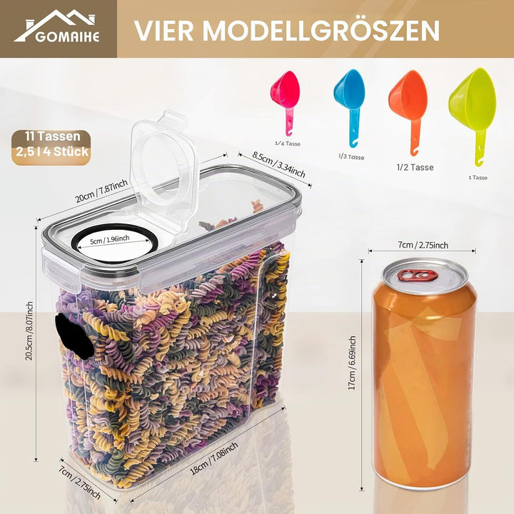 GoMaihe Vorratsdosen Set, 2.5L*6 Stück Aufbewahrungsbox Küche Organizer, Luftdicht Frischhaltedose P