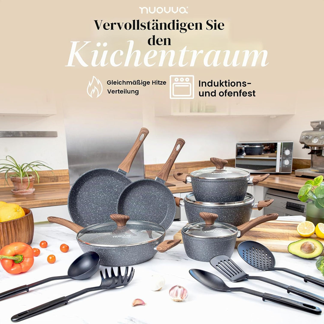 Antihaftbeschichtete Töpfe und Pfannen Set – Induktionsherd Töpfe Set – 15 Stück Küche Kochgeschirr